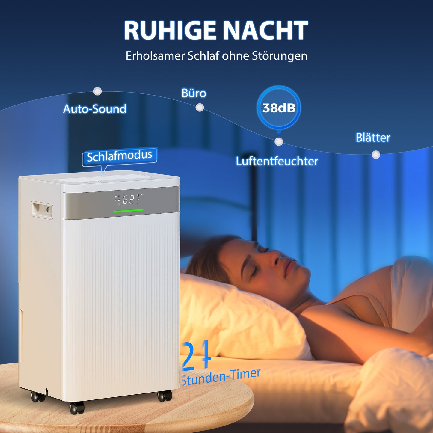 HOMCOM Luftentfeuchter, 4,5 Liter Tank, 24-Stunden-Timer, LED-Display, Kunststoff, Weiß