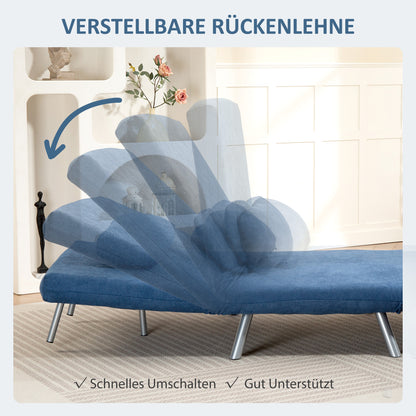 HOMCOM Polstersessel mit Bettfunktion، 3-in-1 Design، Schlafsessel، Gästebett، Stoffbezug، mit Kissen، Blau