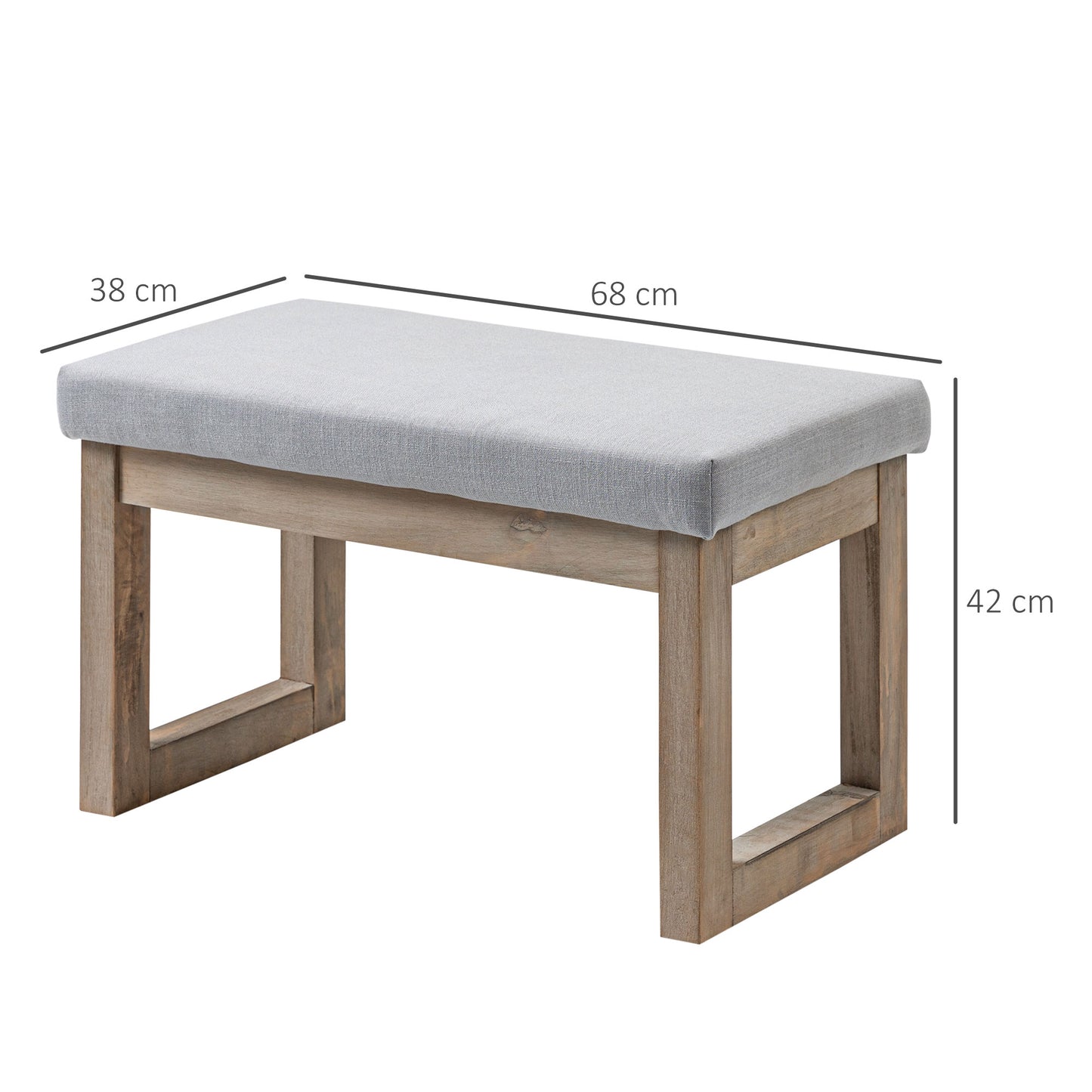 HOMCOM Fußbank im Skandi-Design، Sitzhocker، Fußhocker، 68 سم × 38 سم × 42 سم، Grau + Natur