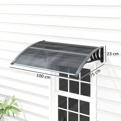Outsunny Vordach, Haustürvordach, Überdachung für Eingänge und Fenster, 100L x 75B x 23H cm, Schwarz