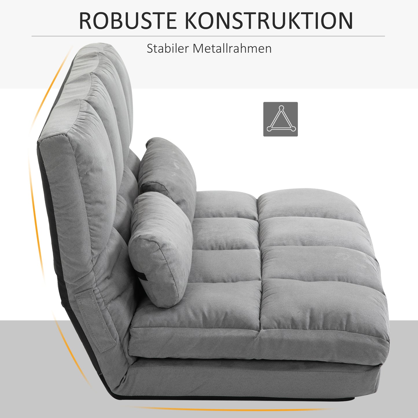 HOMCOM Bodenstuhl Bodensessel mit Liegefunktion Verstellbarer Rückenlehne Sitzkissen Relaxsessel zum Fernsehen, Lesen Meditationsstuhl Lazy Sofa Lesesessel für Meditation Yoga Büro Grau