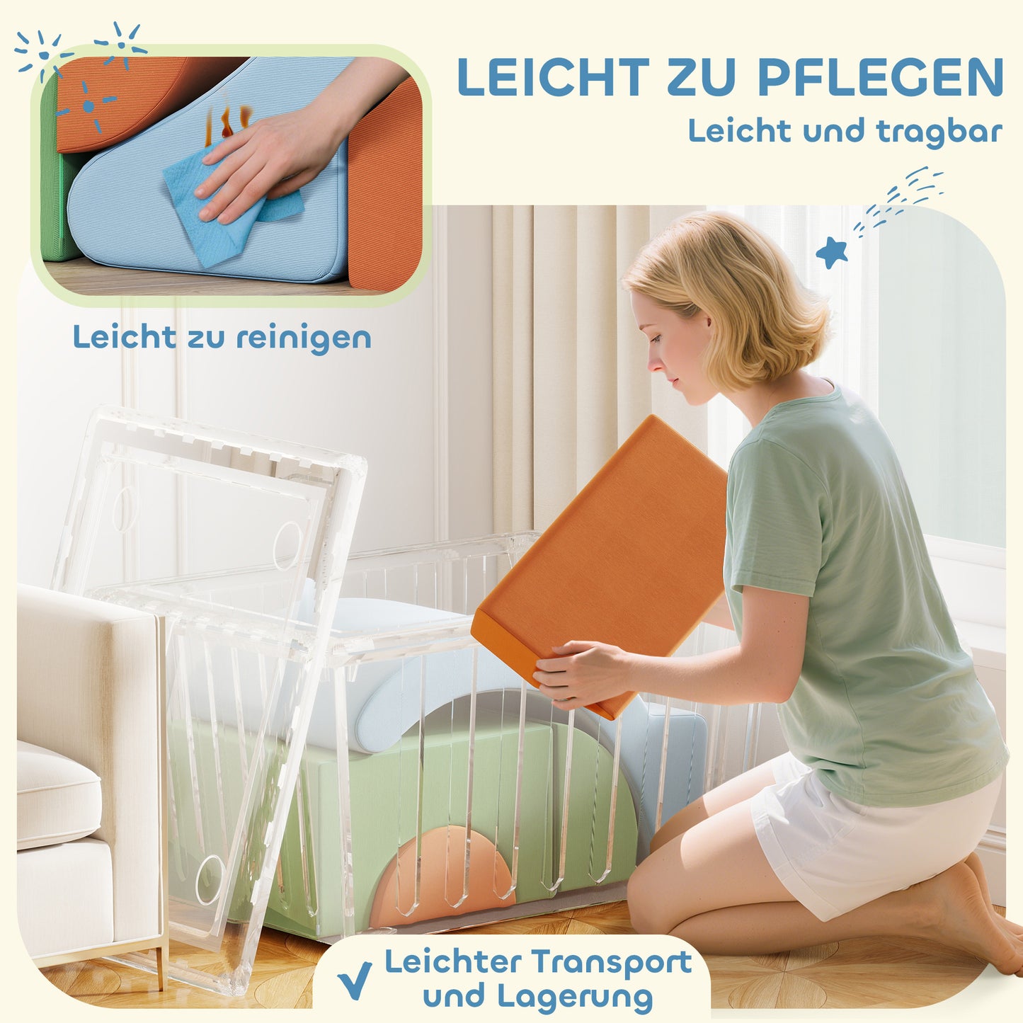 AIYAPLAY 5-teiliges Softbaustein-Set für Kleinkinder, zum Klettern, Krabbeln, Bauen, leichtes Gewicht, Cord, Schaumstoff, Bunt
