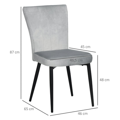 HOMCOM 4er-Set Esszimmerstühle، Akzentstühle für Kitchen and Esszimmer، Stuhlset، Velours-Optik، Hellgrau + Schwarz