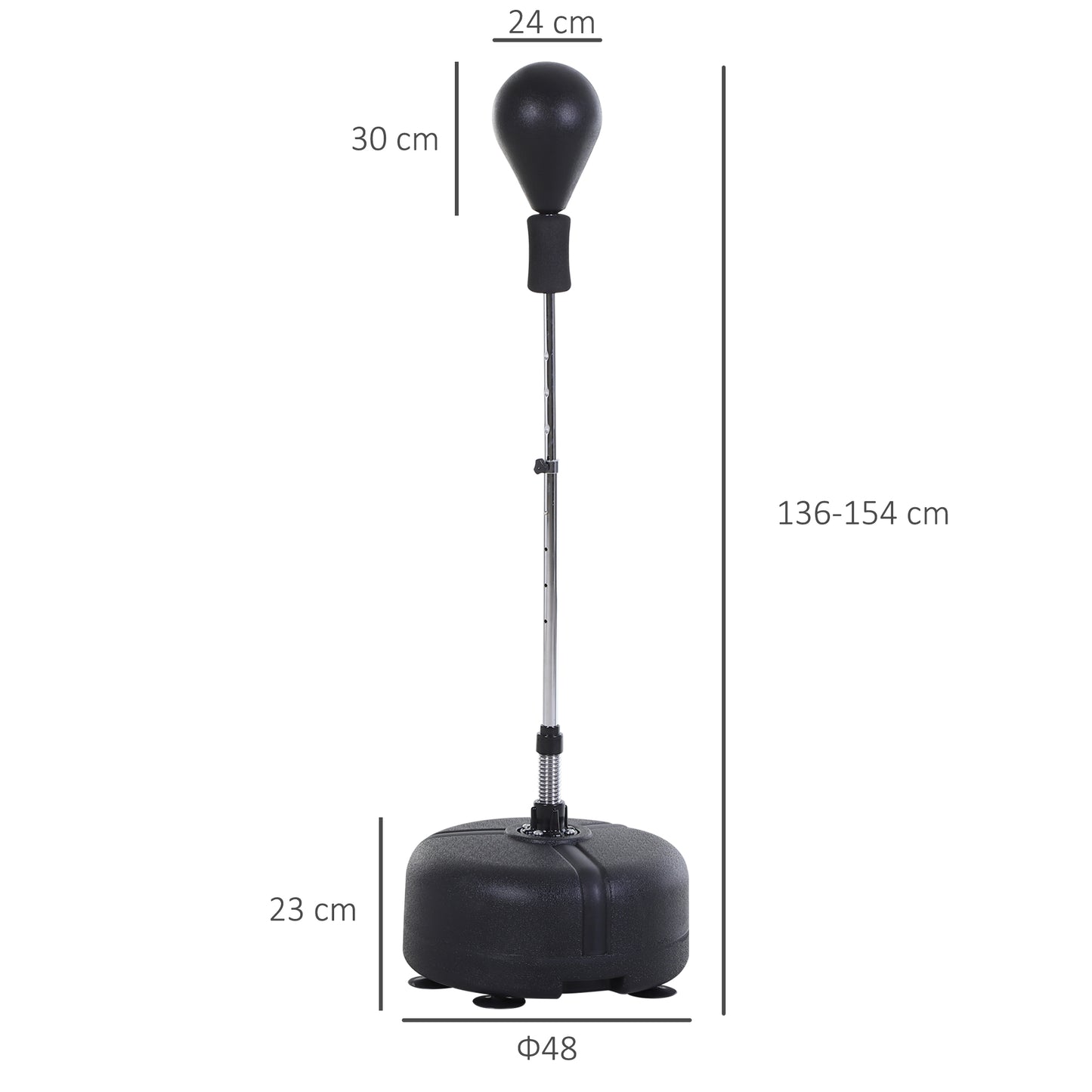 مجموعة HOMCOM Punchingball Set Standbox Training Set 136-154 cm höhenverstellbar mit 1 زوج Handschuhe Geeignet for Profis und Anfänger Black