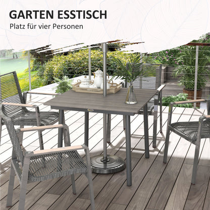 Outsunny Gartentisch Outdoor-Esstisch Loungetisch, wetterbeständig, modernes Design, 90 x 90 x 75 cm, Dunkelgrau