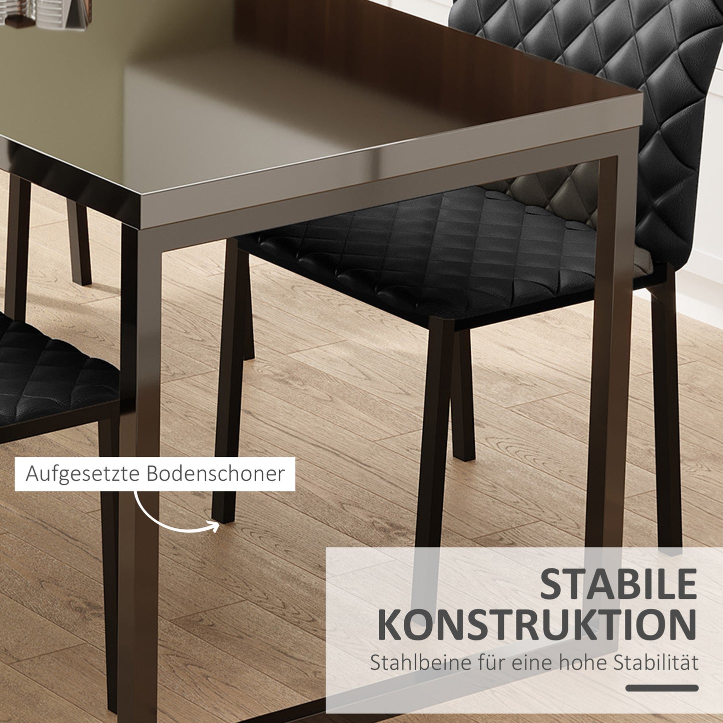 HOMCOM HOCMOM 4er-Set Stühle Esszimmerstühle Küchenstühle 41 cm x 50 cm x 91 cm, Schwarz