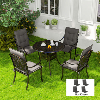 Outsunny 4er Set Sitzkissen 108 x 50 x 5 cm Stuhlkissen mit Bändern, Outdoor Indoor Sitzauflage Dunkelgrau