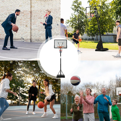 HOMCOM Basketballständer mit Rädern rollbar 210-260 cm höhenverstellbar Basketballkorb mit Ständer geeignet für den Außen- und Innenbereich Stahl Kunststoff Schwarz