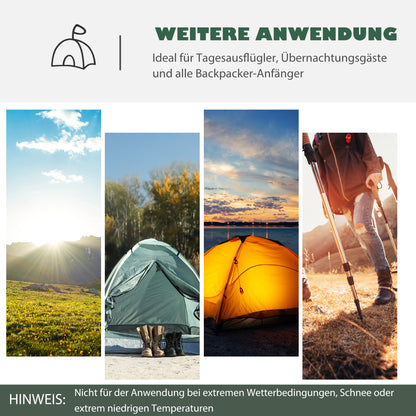 Outsunny Zelt für 2 Personen 190T Campingzelt mit Heringen Kuppelzelt Glasfaser Polyester Grün+Gelb 325 x 183 x 130 cm