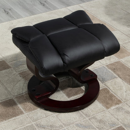 HOMCOM Relaxsessel mit Hocker, Liegefunktion, drehbar, bis 160 kg, Kunstleder, Metallrahmen, schwarz, 80 x 79 x 100 cm