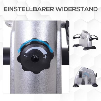 HOMCOM Mini Heimtrainer Arm-und Beintrainer Pedaltrainer für Senioren mit LCD-Display verstellbarer Widerstand Fitnessbike Hometrainer für Zuhause Heim Büro 35 x 40 x 31 cm Silber