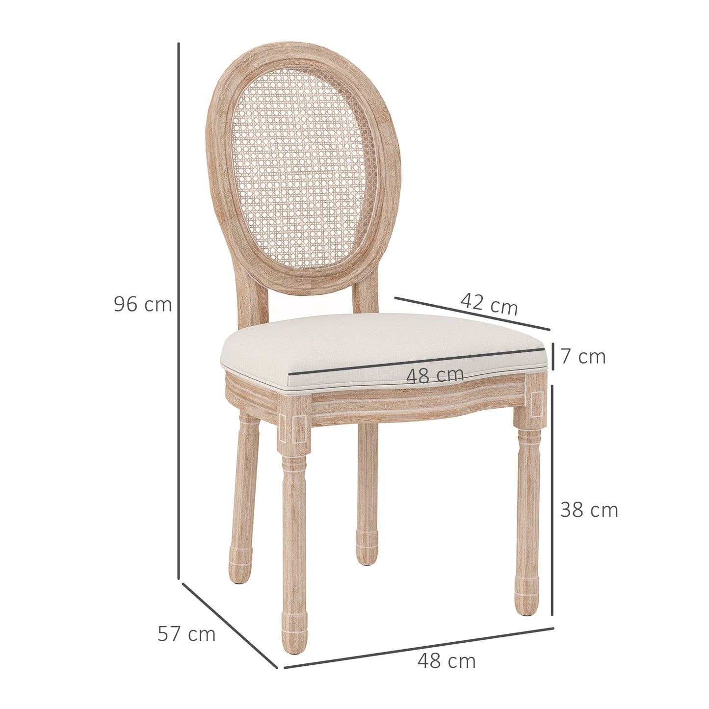 HOMCOM 2er-Set Esszimmerstühle Küchenstühle, Vintage Design, Wienergeflecht-Optik, Natur + Creme