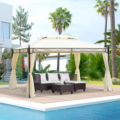Outsunny Luxus Pavillon Gartenpavillon Partyzelt Festzelt Gartenzelt Pagode 3x4 m Creme