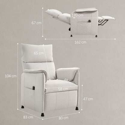 HOMCOM Relaxsessel mit leisem Motor, Polstersessel mit robusten Stoffbezug, Memory-Funktion, anpassbare Fußstütze, Cremeweiß