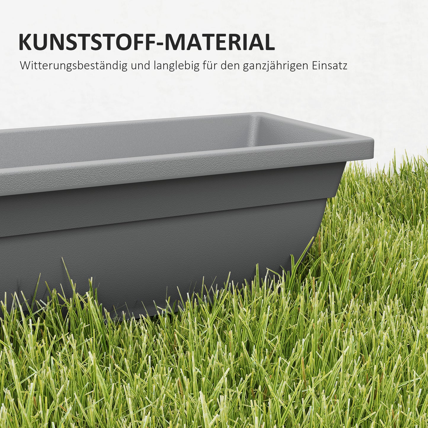Outsunny 5er-Set Blumentöpfe, Pflanzengefäße aus Kunststoff für Terrasse, Garten, Balkon, 59 x 21 x 16 cm, Grau