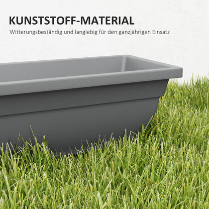 Outsunny 5er-Set Blumentöpfe, Pflanzengefäße aus Kunststoff für Terrasse, Garten, Balkon, 59 x 21 x 16 cm, Grau