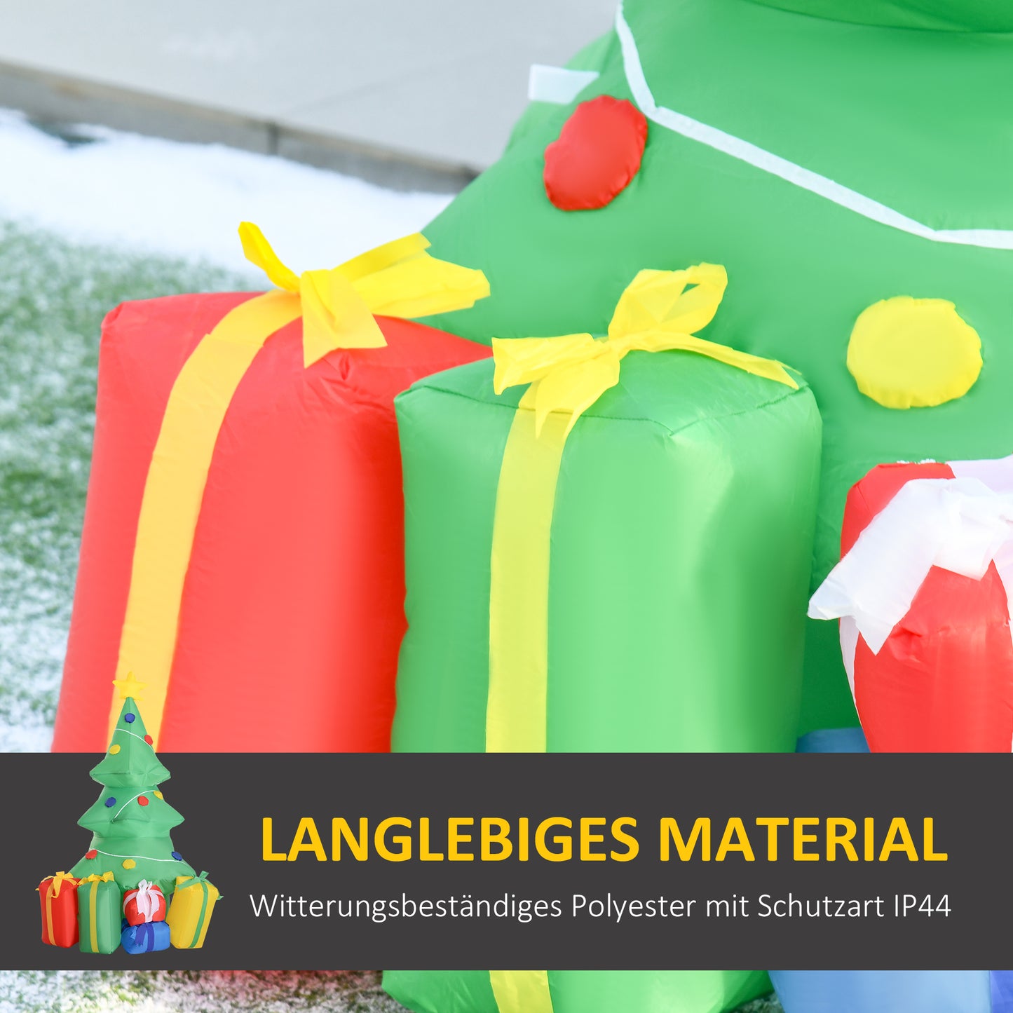 HOMCOM Aufblasbare Weihnachtsdekoration mit LED-Licht, Geschenken, 150 cm Wasserdicht für Weihnachtsfeiern