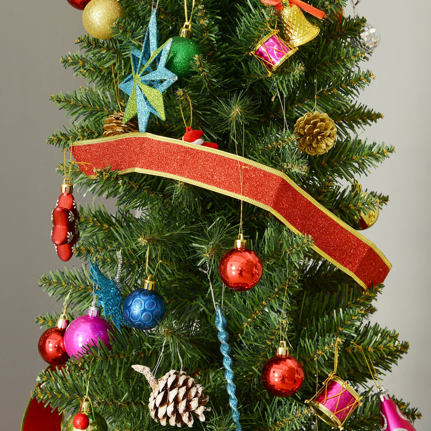 HOMCOM Weihnachtsbaum künstliche Künstliche Tanne Christbaum, inkl Ständer Weihnachtsstern 2,1 m, Grün