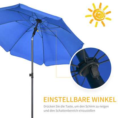 Outsunny Strandschirm، Sonnenschirm، mit Belüftungsöffnungen، verstellbare Neigung، UV50+ Ø1,80، Blau