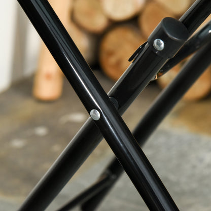 Outsunny Gartentisch Beistelltisch Bistrotisch mit Glasplatte rund klappbar Metall Ø45 schwarz