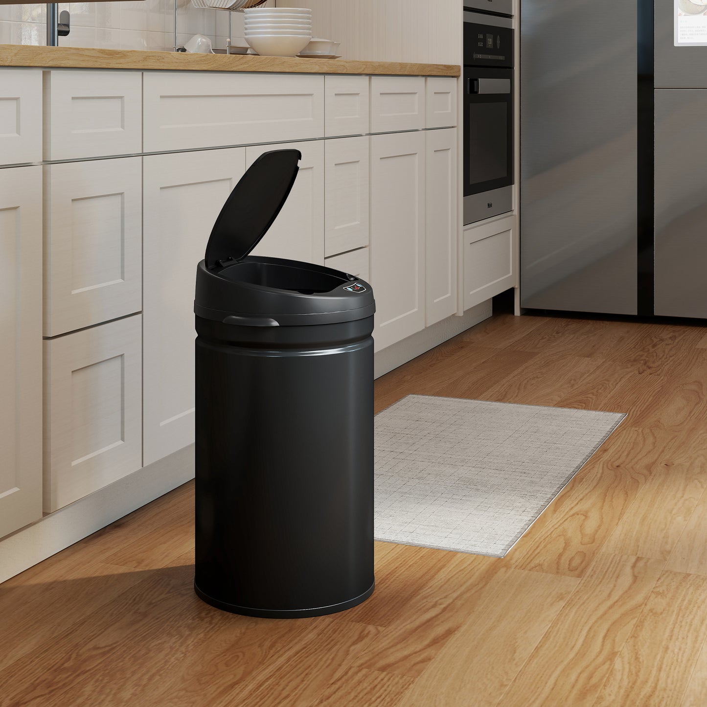HOMCOM 30 Liter Sensor-Mülleimer mit Soft-Close-Funktion, berührungsfreier Abfalleimer aus Edelstahl für hygienische Küchen