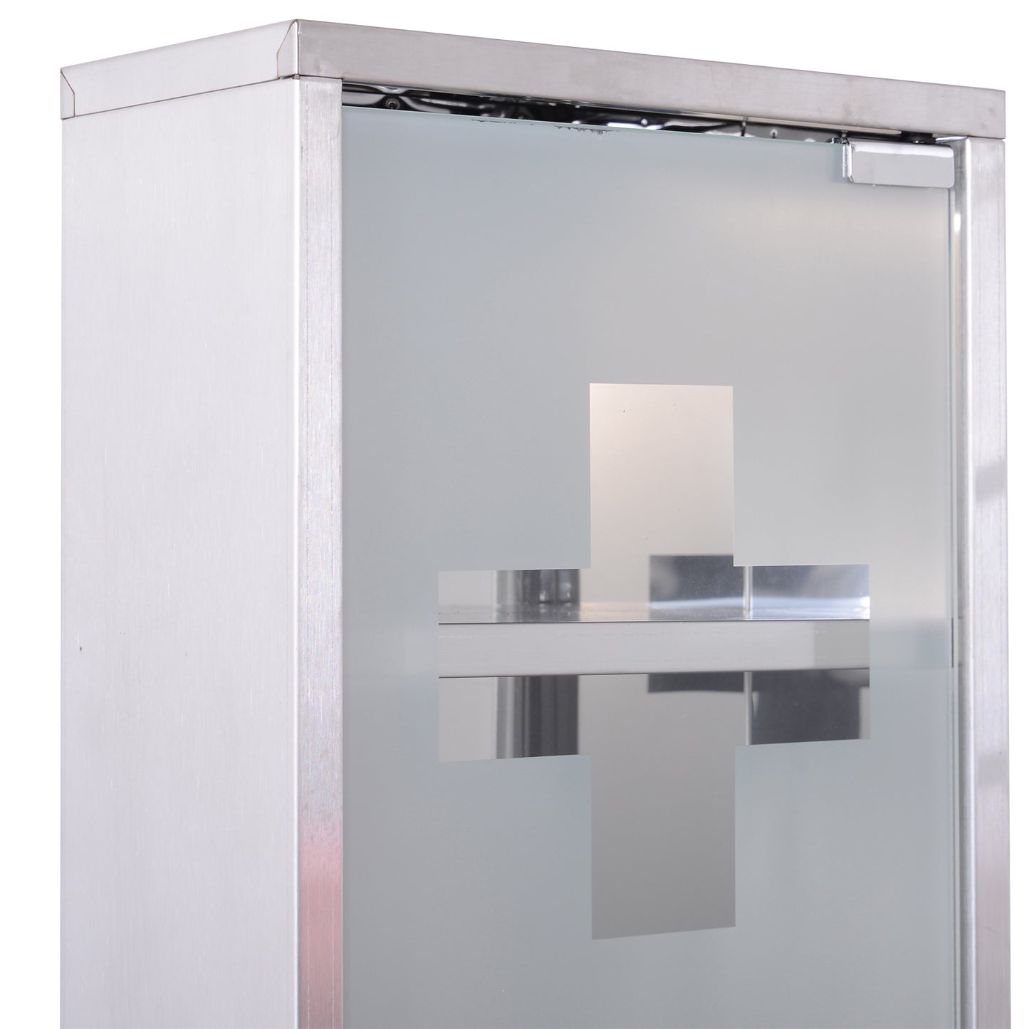HOMCOM Medizinschrank aus Edelstahl Arzneischrank zur Medikamenten-Aufbewahrung, Abschließbar Medikamentenschrank mit 3 Fächer, Glastür 25 x 12 x 48 cm, Silber