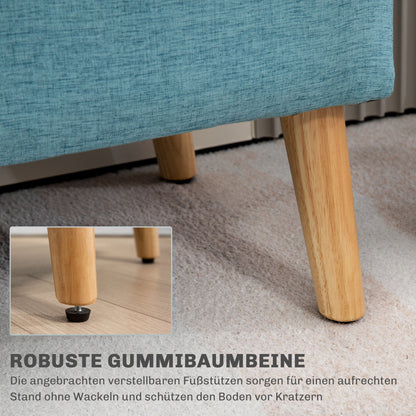 HOMCOM Sitzbank mit Stauraum, bis 220 kg, Leinenoptik, 110x39x45cm, Blau