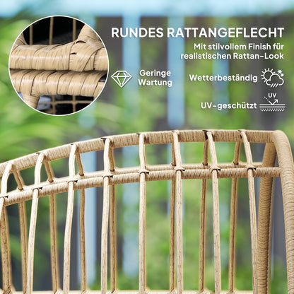 Outsunny Rattansessel Ei-Förmig mit abnehmbarem Kissen, Polster, Outdoor Sessel aus Rattan 95 x 80 x 155 cm Beige