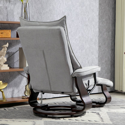 HOMCOM Relaxsessel mit Hocker, drehbar, Wippfunktion, verstellbare Rückenlehne, bis 150 kg, Grau