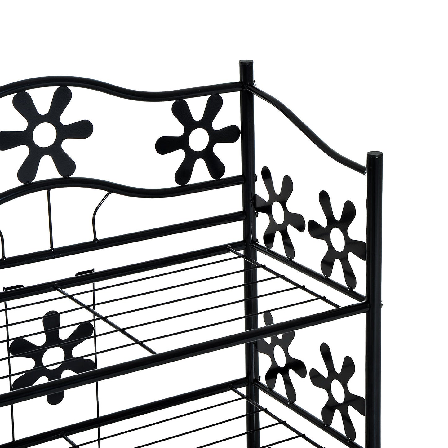 HOMCOM kleines Schuhregal Platzsparend Blumenregal Pflanzentreppe Standregal Ständer 4 Etagen Metall Schwarz 59,5 x 30 x 92 cm