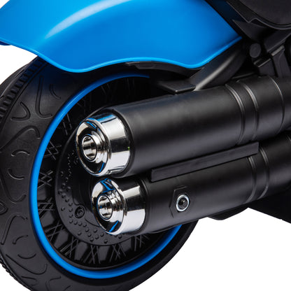 HOMCOM Elektrisches Kindermotorrad, Elektrisches Kinderfahrzeug, mit Scheinwerfer, 3 km/h, Blau + Schwarz