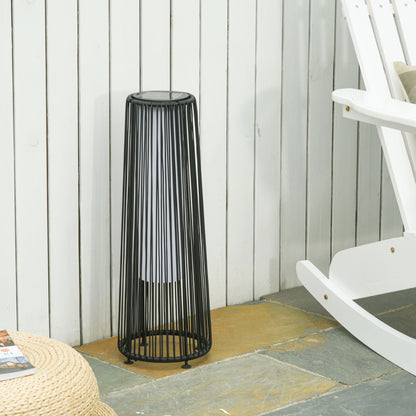 Outsunny Gartenleuchte, Außenlampe, solarbetrieben, 8 Stunden Betrieb, Rattanoptik, schwarz, 21,5 x 21,5 x 61 cm