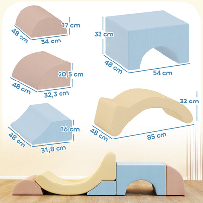 AIYAPLAY 5er-Set Schaumstoff-Kletterblöcke, Cordbezug, leichtes Gewicht, zum Bauen, Krabbeln, Klettern, Bunt