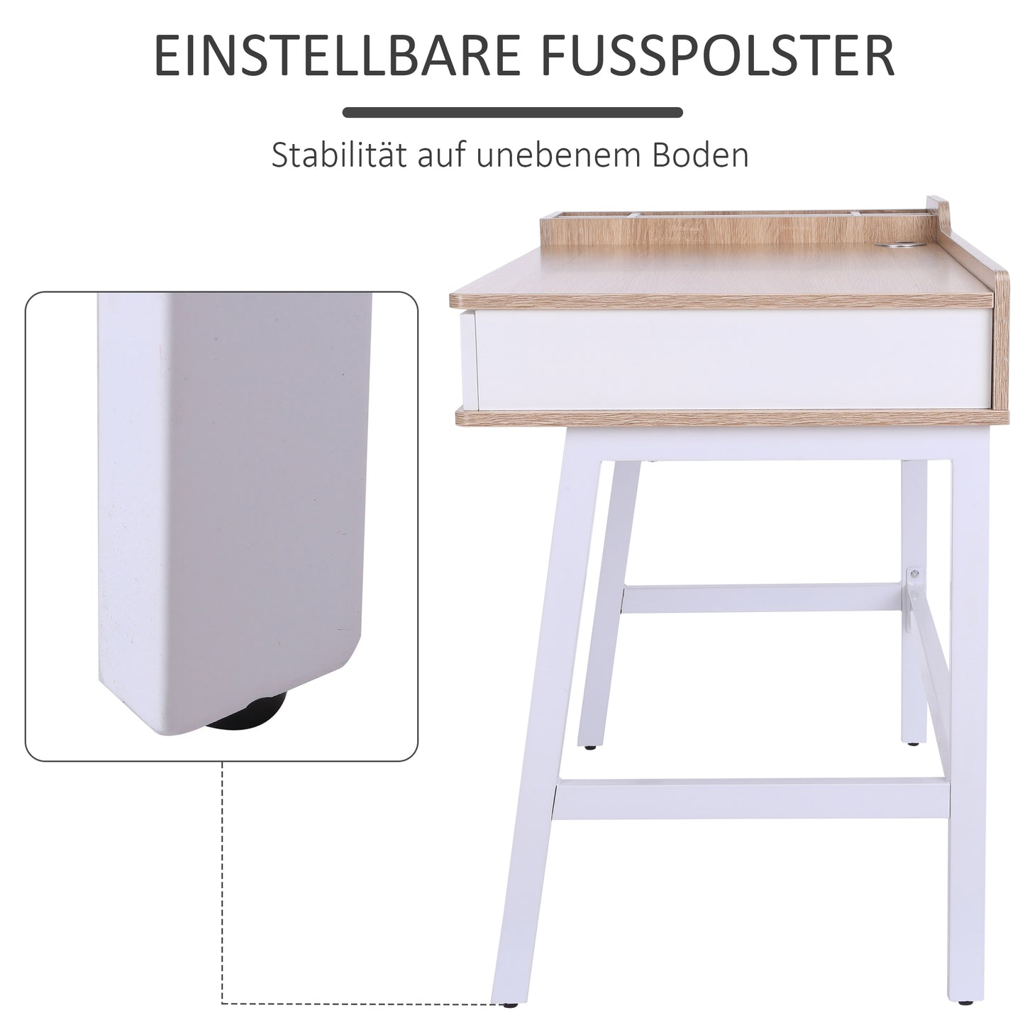 HOMCOM Schreibtisch Computertisch Bürotisch Arbeitstisch PC Tisch vielseitig verwendbar mit sechs Ablagefächern Schublade Breite Tischplatte für Arbeitszimmer Büro und Wohheim Natur 100 x 55 x 81,5 cm