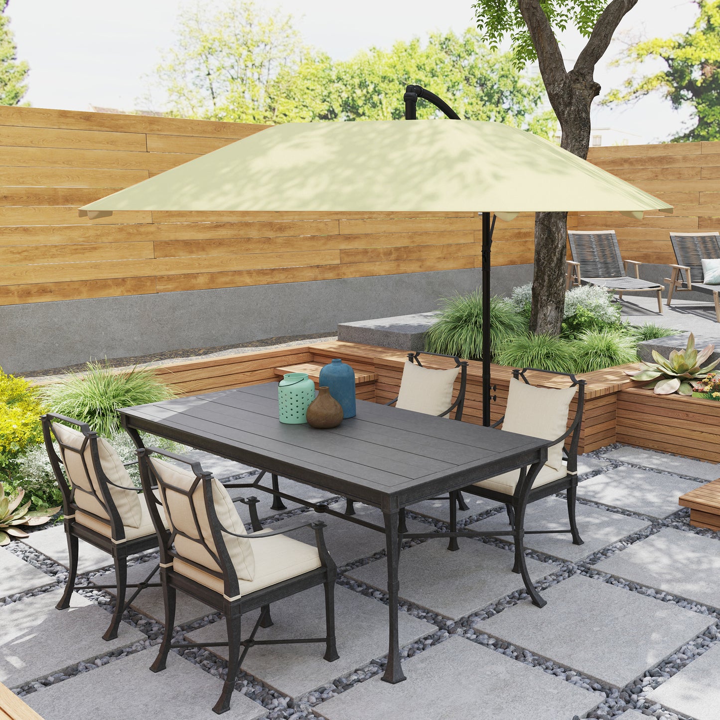 Outsunny Ampelschirm Alu Ø 260 cm Sonnenschirm, wasserdicht Kurbelschirm mit Ständer, Kurbel, Beige