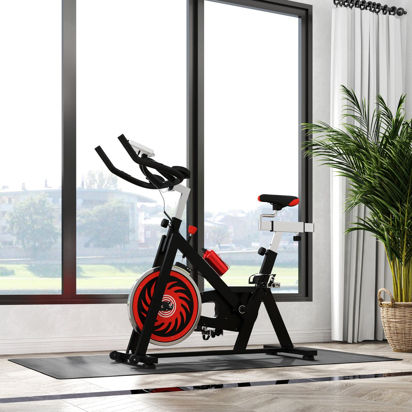 HOMCOM Bodenschutzmatte für Fitnessgeräte rutschfest Fitnessmatte 4 mm Dicke Unterlegmatte 200x100 cm Schwarz