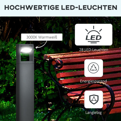 Outsunny Gartenlampe, Wegleuchte, Pfostenlicht mit LEDs, wetterbeständig, 16cm x 5cm x 90cm, Dunkelgrau