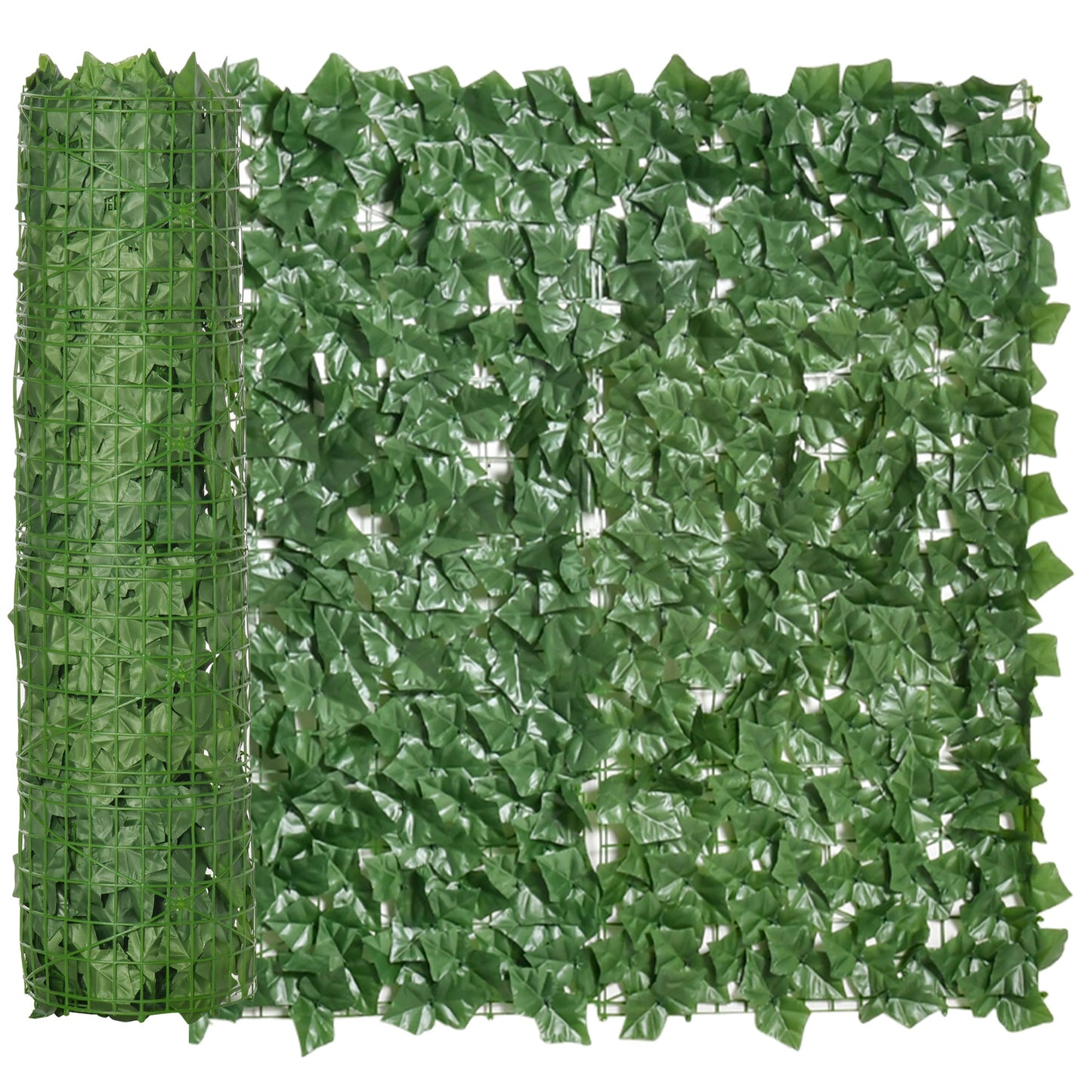 Outsunny Künstlicher Hecken Sichtschutz, UV Geschützt Sichtschutz, Grün Balkon Sichtschutz, Zaun Sichtschutzgitter mit Blättern, Hecken Zaun, WandKünstliche 300 x 100 cm für Garten Hochzeit