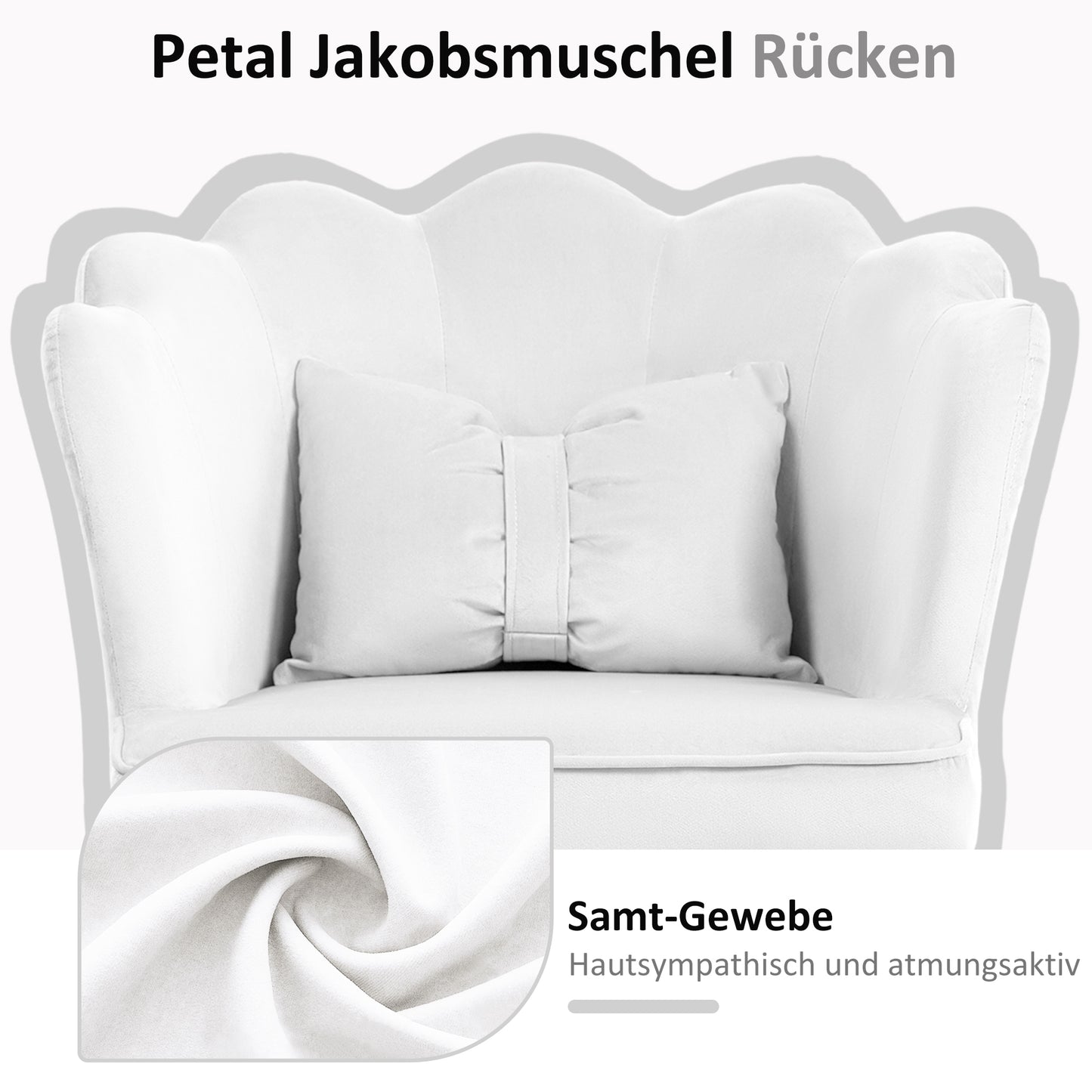 HOMCOM Bürostuhl mit Blütenblatt-Design, Schleifenkissen, weich gepolstert, Weiß
