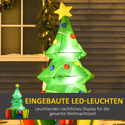 HOMCOM Aufblasbare Weihnachtsdekoration mit LED-Licht, Geschenken, 150 cm Wasserdicht für Weihnachtsfeiern