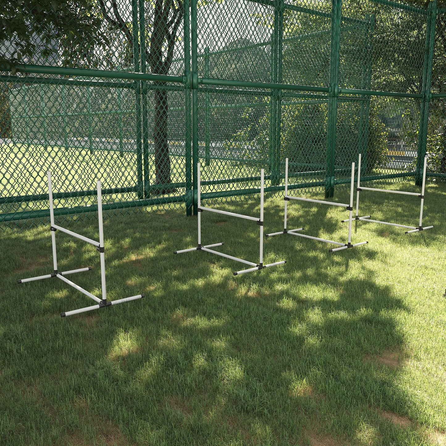 PawHut Agility Set Hunde 4-teiliges höhenverstellbar Agility-Ausrüstung Sprungstangen-Set Steckhürdenset mit 4 Hürden Tragetasche Koordinationstraining Sprungstangen-Set für Spiele Training