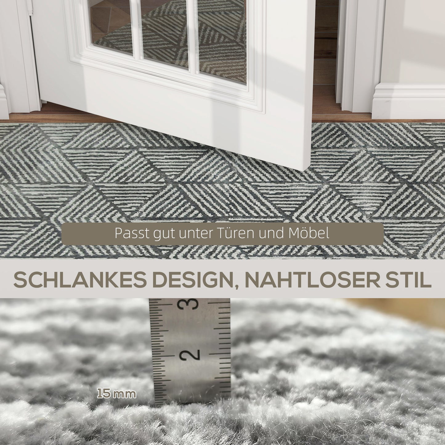 HOMCOM Teppich Wohnzimmerteppich im Modern Stil, waschbar Flächenteppich 150 x 80 cm Dunkelgrau