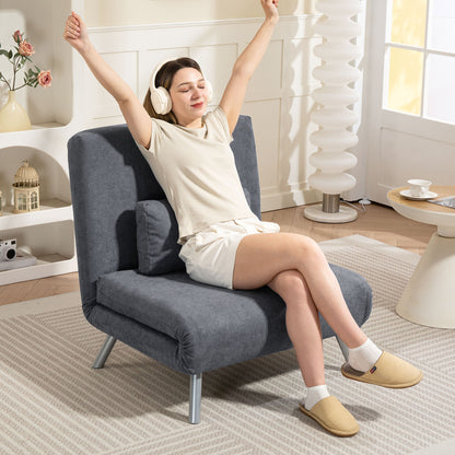 HOMCOM Polstersessel mit Bettfunktion، 3-in-1 Design، Schlafsessel، Gästebett، Stoffbezug، mit Kissen، Dunkelgrau