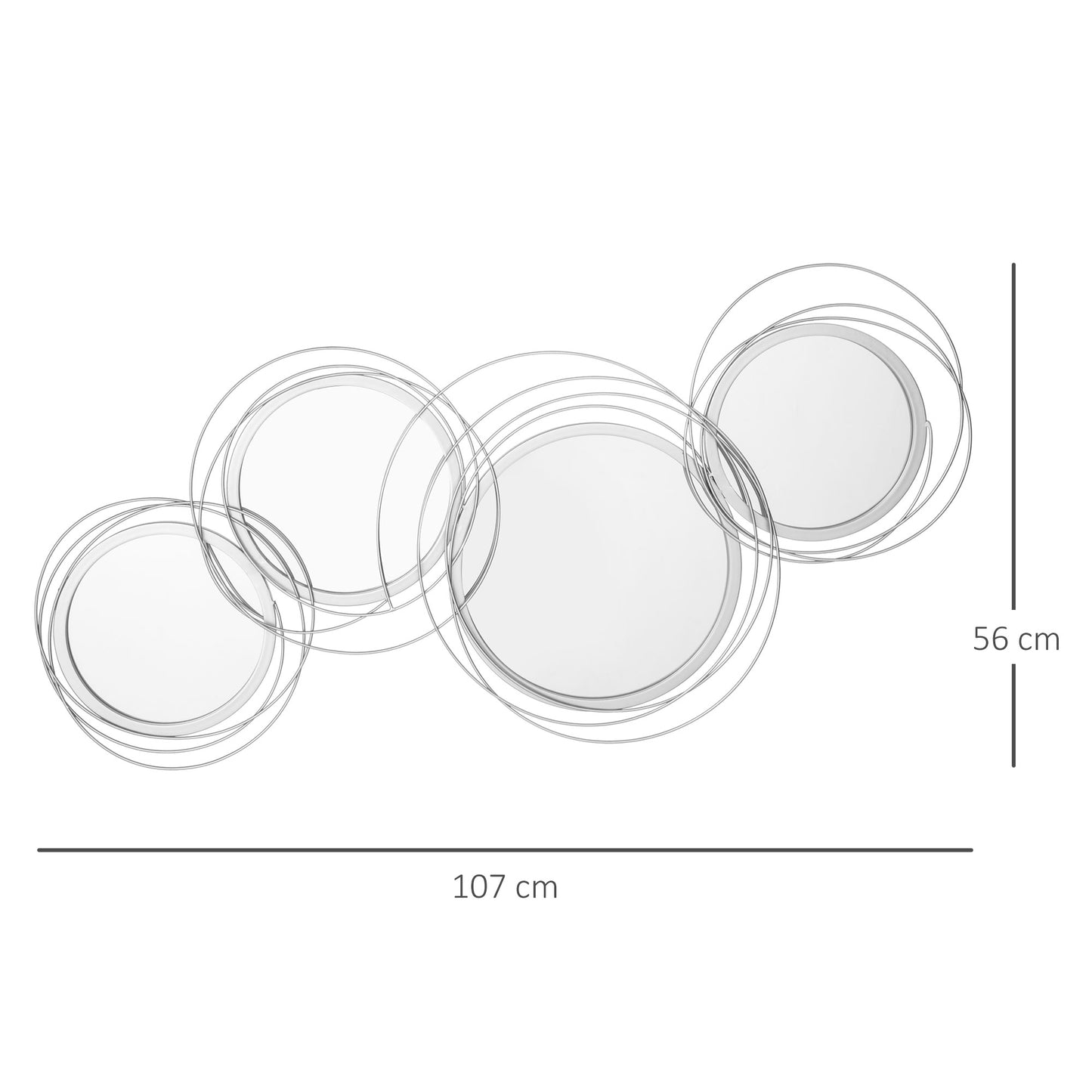 HOMCOM Spiegel-Set für Wanddekoration، Wandschmuck mit 4 Spiegeln، Wandspiegel، Flurspiegel، 107 × 4 × 56 سم