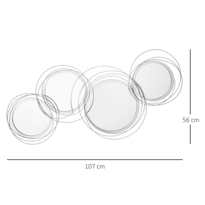 HOMCOM Spiegel-Set für Wanddekoration، Wandschmuck mit 4 Spiegeln، Wandspiegel، Flurspiegel، 107 × 4 × 56 سم