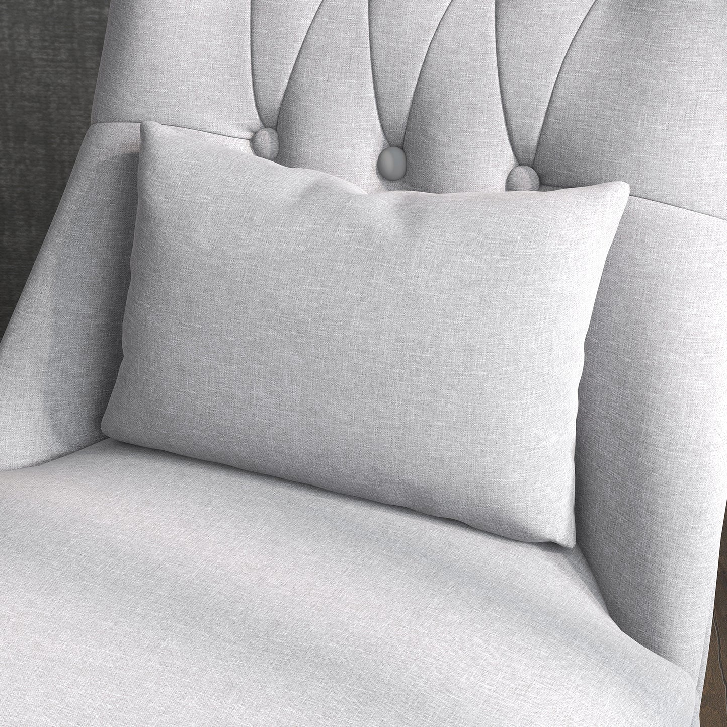HOMCOM Sessel Wohnzimmer Relaxsessel Loungesessel Ruhesessel mit Rückenkissen, Holzbeine, Lesesessel mit Leinenoptik, Polstersessel für Schlafzimmer, Grau