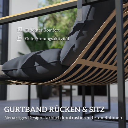 Outsunny 4-teiliges Gartenmöbelset, Outdoor-Möbel-Set, 2 Sessel, 2er Sofa, 1 Tisch, gepolstert, Stahl, Polyester, Grau