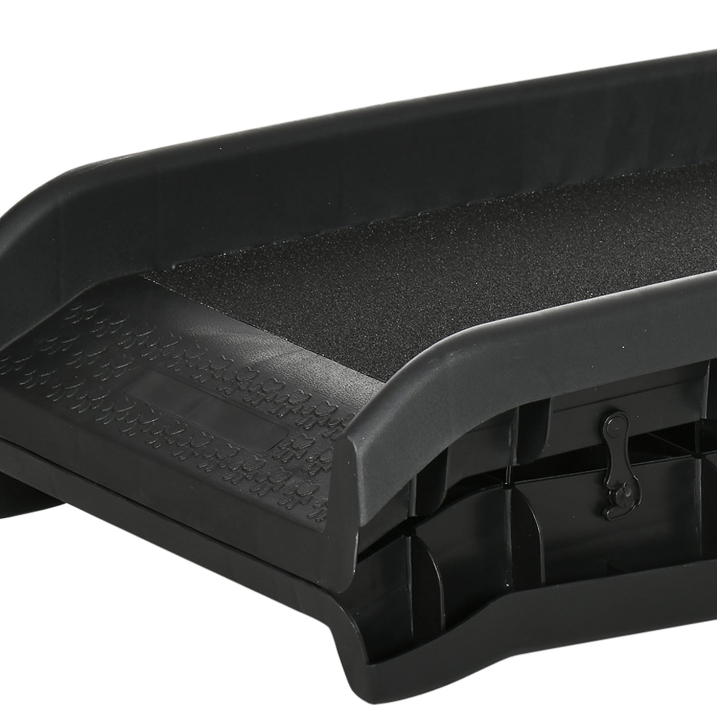 PawHut Hunderampe، Haustierrampe für Autos، klappbar، Kunststoff، أسود، 155 × 39 × 14 سم