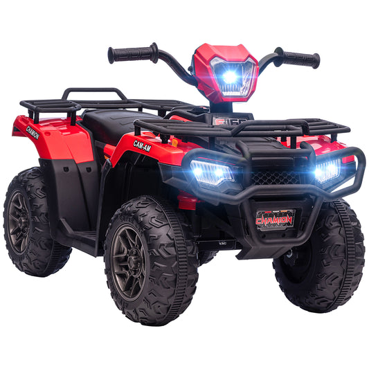 HOMCOM Kinder-Elektroquad, max. 4 km/h, ab 3 Jahren, LED-Scheinwerfer, Musikanschluss, schwarz+rot 88 x 45 x 50 cm