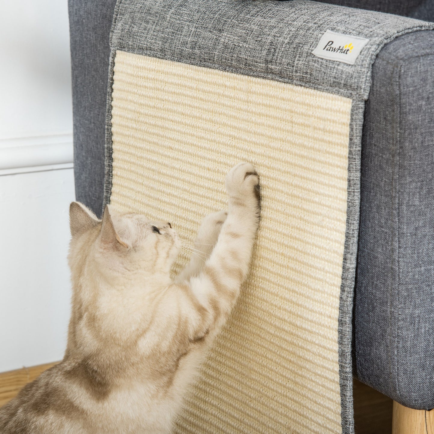 PawHut 2er Kratzmatte Kratzschutz Sofa Sisal Kratzteppich für Katze Sessel Couch Katzenkratzmatte Grau 130 x 45 x 0,3 cm